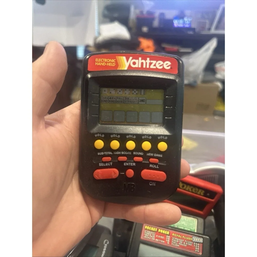 1995 Yahtzee Electronic Handheld Game Milton Bradley Black Tested